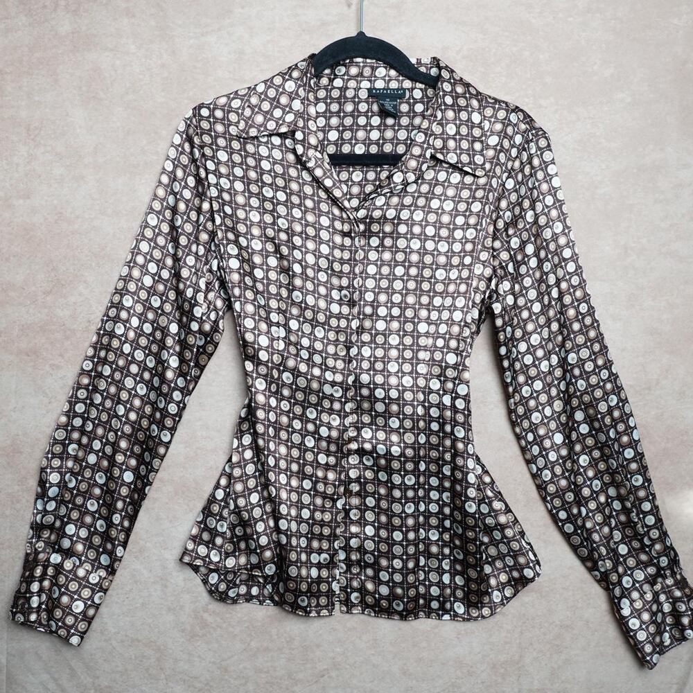 Rafaella Geometric Button Up Blouse Size 10